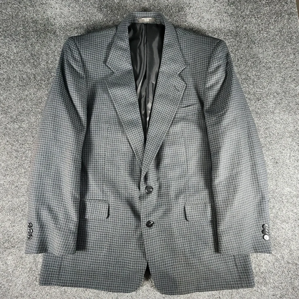 Dario di Napoli Gray Houndstooth Tweed 100% Wool Blazer‎ Sport Coat Jacket 46L
